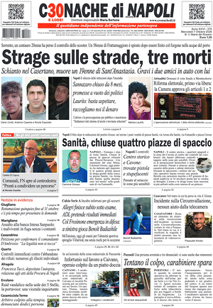 Prima pagina Cronache di Napoli di oggi - Quotidiano regionale