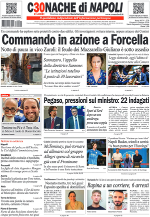 Prima pagina Cronache di Napoli di oggi - Quotidiano regionale