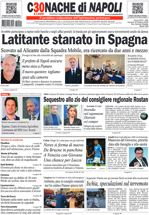 Prima pagina Cronache di Napoli di oggi - Quotidiano regionale