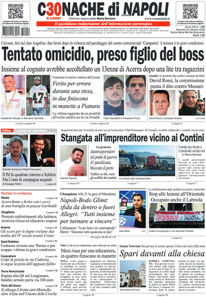 Prima pagina Cronache di Napoli di oggi - Quotidiano regionale