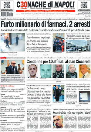 Prima pagina Cronache di Napoli di oggi - Quotidiano regionale