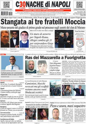 Prima pagina Cronache di Napoli di oggi - Quotidiano regionale