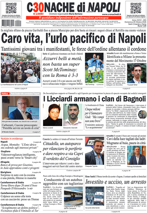 Prima pagina Cronache di Napoli di oggi - Quotidiano regionale