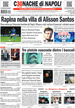 Prima pagina Cronache di Napoli di oggi - Quotidiano regionale
