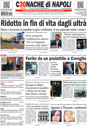 Prima pagina Cronache di Napoli di oggi - Quotidiano regionale