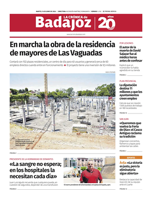 Prima pagina La Crónica de Badajoz di oggi - Quotidiano regional