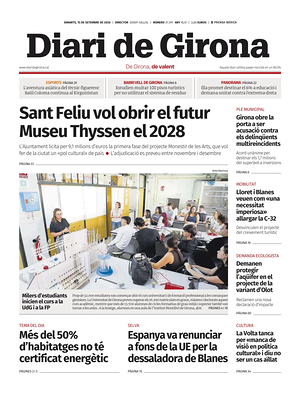 Prima pagina Diari de Girona di oggi - Quotidiano regional