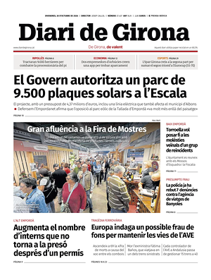 Prima pagina Diari de Girona di oggi - Quotidiano regional