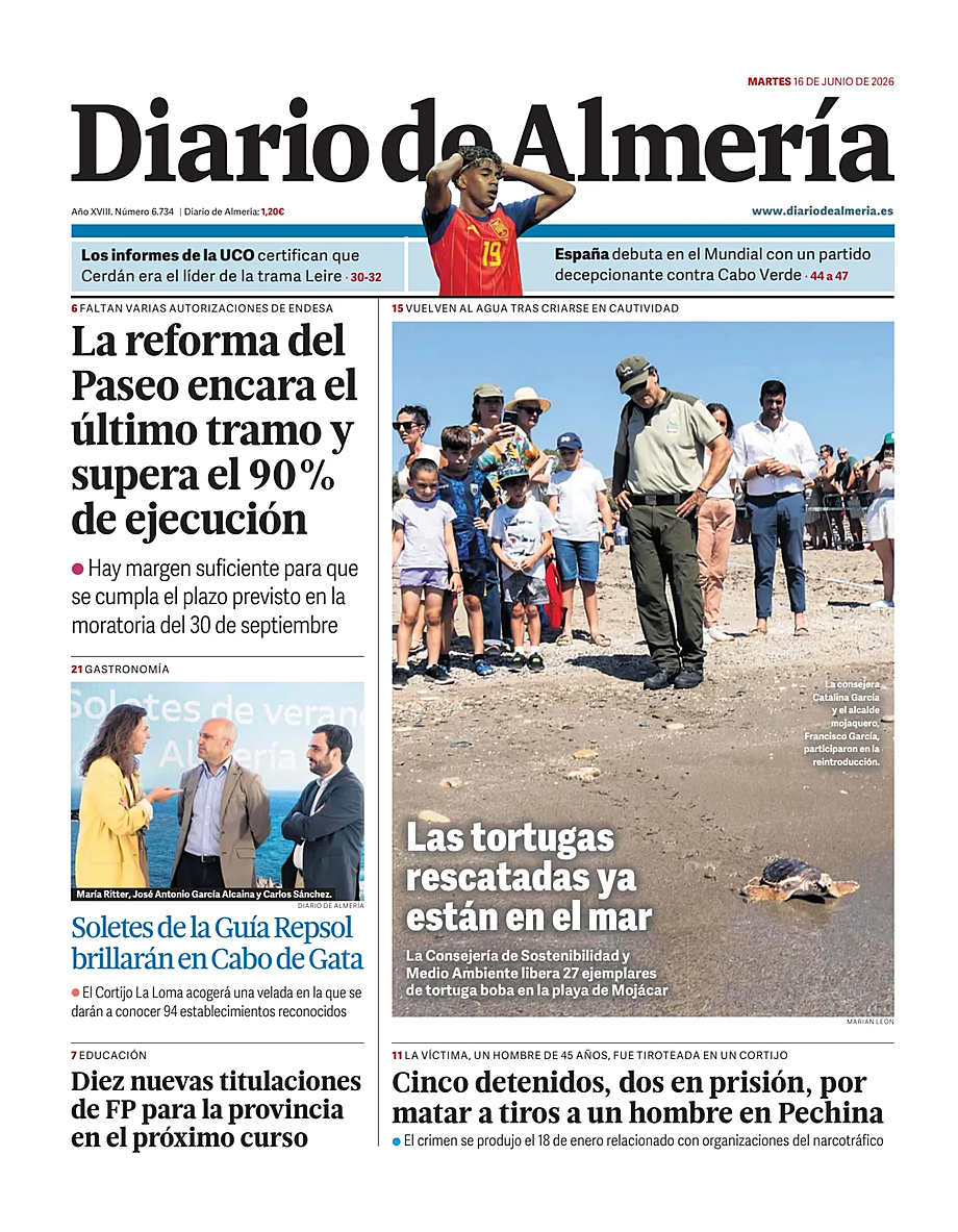 Portada Diario de Almería de hoy - Quiosco 16 junio 2026