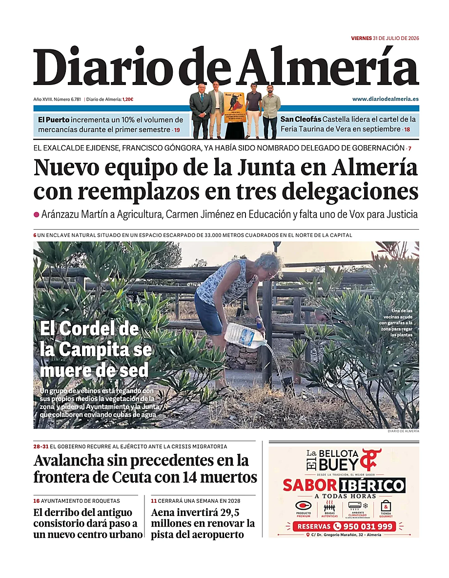 Portada Diario de Almería de hoy - Quiosco 31 julio 2026