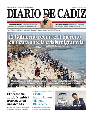 Prima pagina Diario de Cádiz di oggi - Quotidiano regional