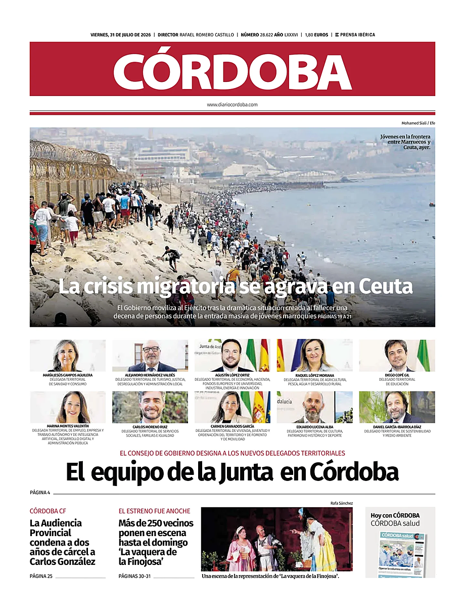 Portada Diario Córdoba de hoy - Quiosco 31 julio 2026