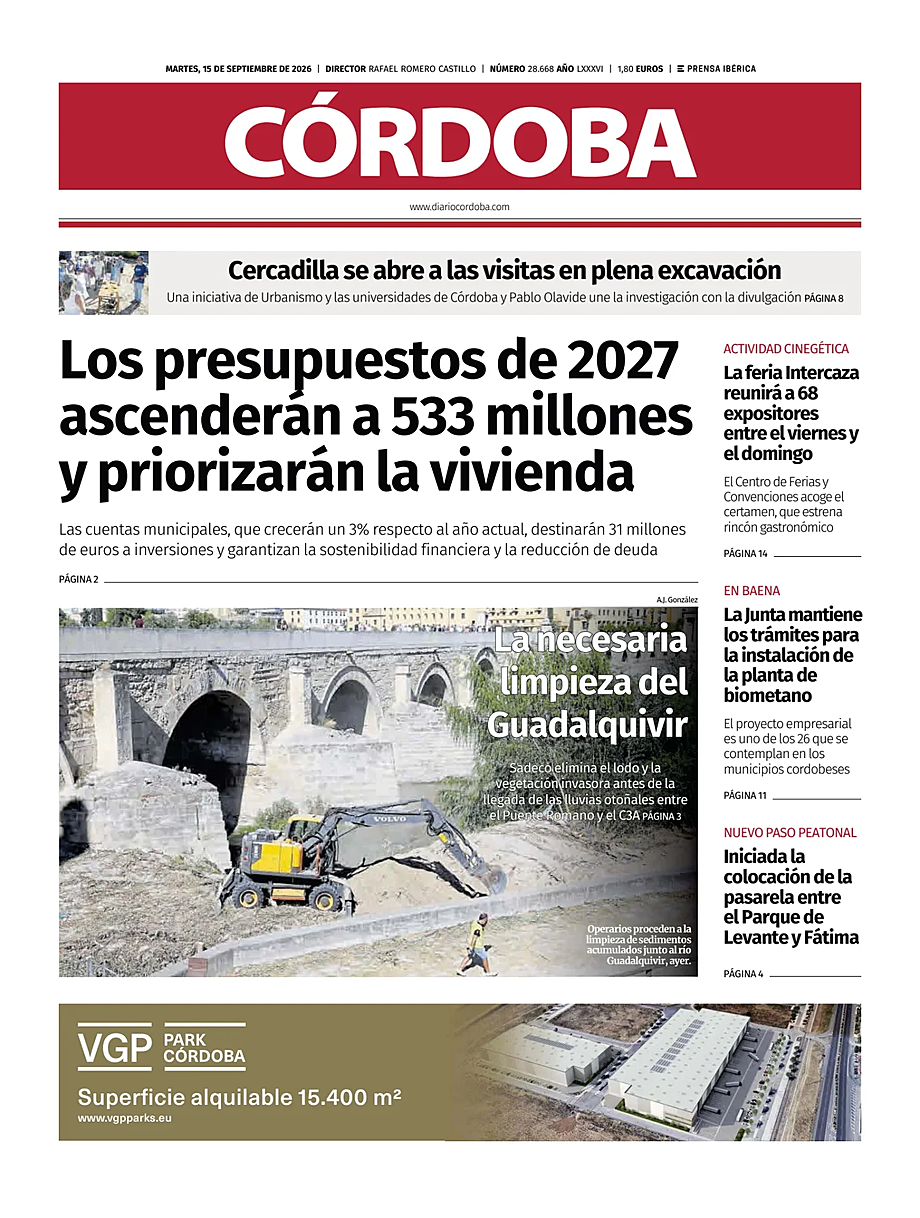 Portada Diario Córdoba de hoy - Quiosco 15 septiembre 2026