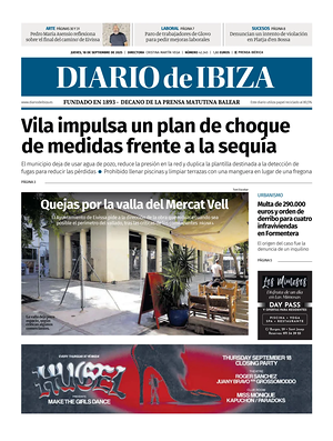 Prima pagina Diario de Ibiza di oggi - Quotidiano regionale