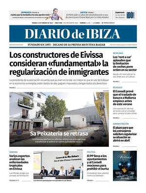 Prima pagina Diario de Ibiza di oggi - Quotidiano regionale