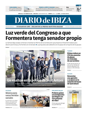 Prima pagina Diario de Ibiza di oggi - Quotidiano regionale