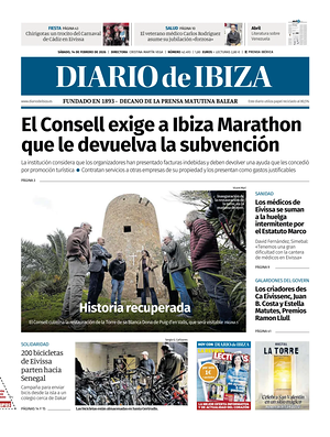 Prima pagina Diario de Ibiza di oggi - Quotidiano regionale