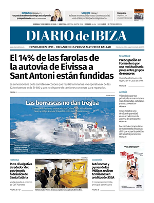 Prima pagina Diario de Ibiza di oggi - Quotidiano regionale
