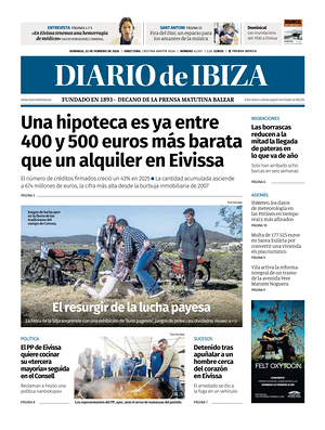 Prima pagina Diario de Ibiza di oggi - Quotidiano regionale