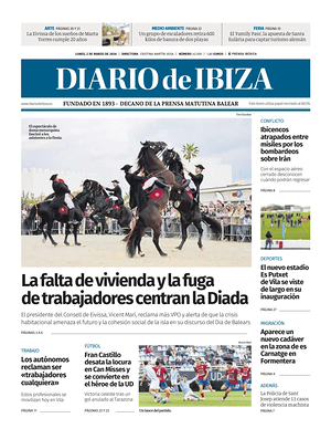 Prima pagina Diario de Ibiza di oggi - Quotidiano regionale