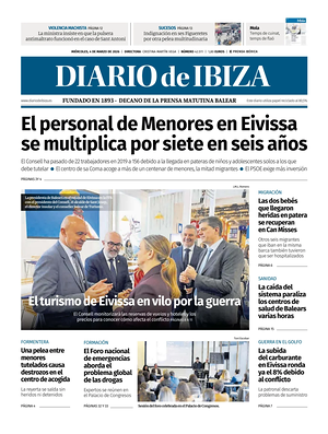 Prima pagina Diario de Ibiza di oggi - Quotidiano regionale