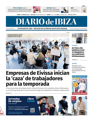 Prima pagina Diario de Ibiza di oggi - Quotidiano regionale