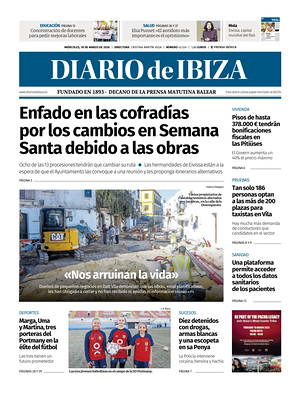 Prima pagina Diario de Ibiza di oggi - Quotidiano regionale