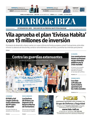 Prima pagina Diario de Ibiza di oggi - Quotidiano regionale