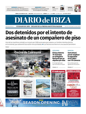 Prima pagina Diario de Ibiza di oggi - Quotidiano regionale
