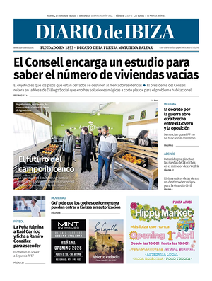 Prima pagina Diario de Ibiza di oggi - Quotidiano regionale