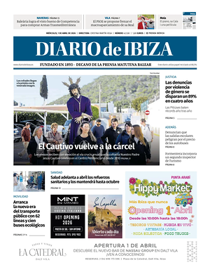 Prima pagina Diario de Ibiza di oggi - Quotidiano regionale