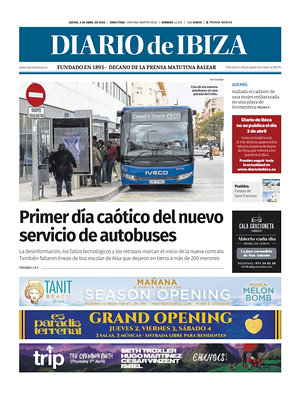 Prima pagina Diario de Ibiza di oggi - Quotidiano regionale