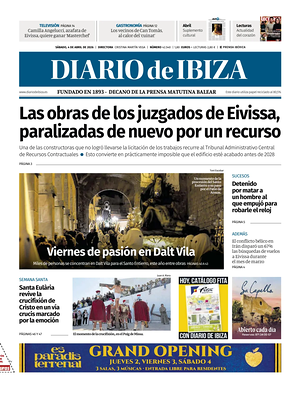 Prima pagina Diario de Ibiza di oggi - Quotidiano regionale