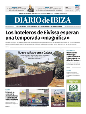 Prima pagina Diario de Ibiza di oggi - Quotidiano regionale