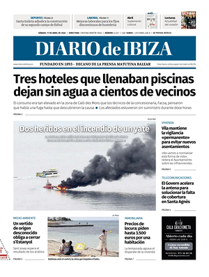 Prima pagina Diario de Ibiza di oggi - Quotidiano regionale