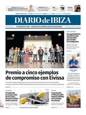 Prima pagina Diario de Ibiza di oggi - Quotidiano regionale
