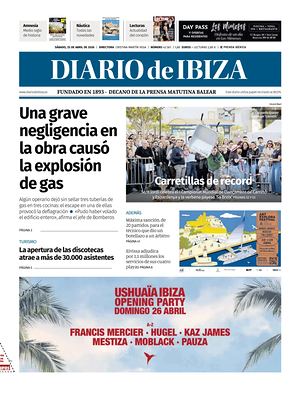 Prima pagina Diario de Ibiza di oggi - Quotidiano regionale