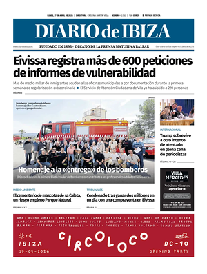 Prima pagina Diario de Ibiza di oggi - Quotidiano regionale