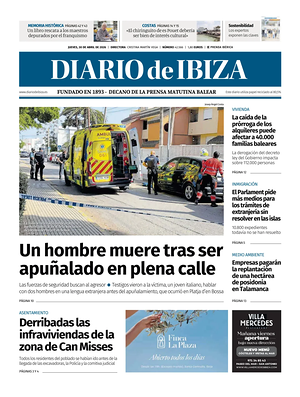 Prima pagina Diario de Ibiza di oggi - Quotidiano regionale