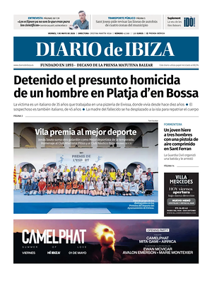 Prima pagina Diario de Ibiza di oggi - Quotidiano regionale