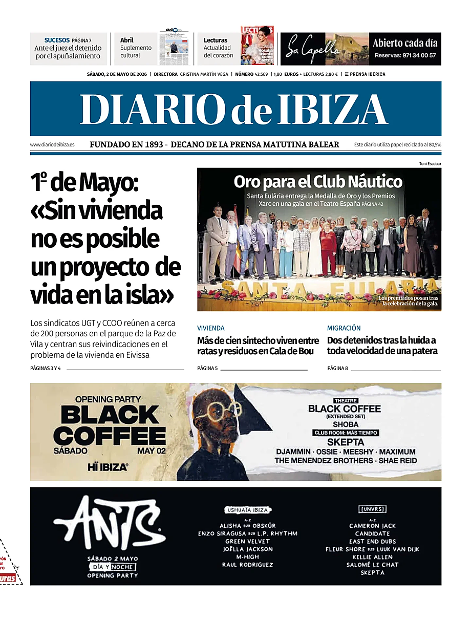 Portada Diario de Ibiza de hoy - Quiosco 2 mayo 2026