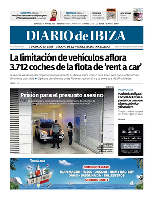 Prima pagina Diario de Ibiza di oggi - Quotidiano regionale