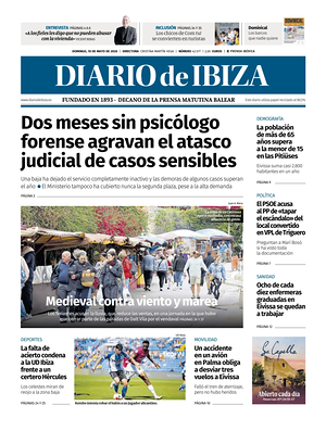 Prima pagina Diario de Ibiza di oggi - Quotidiano regionale