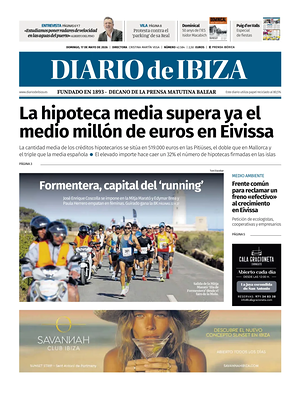 Prima pagina Diario de Ibiza di oggi - Quotidiano regionale