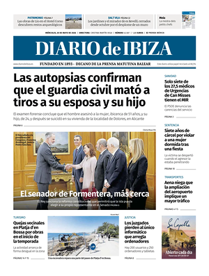 Prima pagina Diario de Ibiza di oggi - Quotidiano regionale