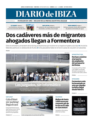 Prima pagina Diario de Ibiza di oggi - Quotidiano regionale