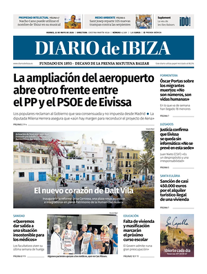 Prima pagina Diario de Ibiza di oggi - Quotidiano regionale