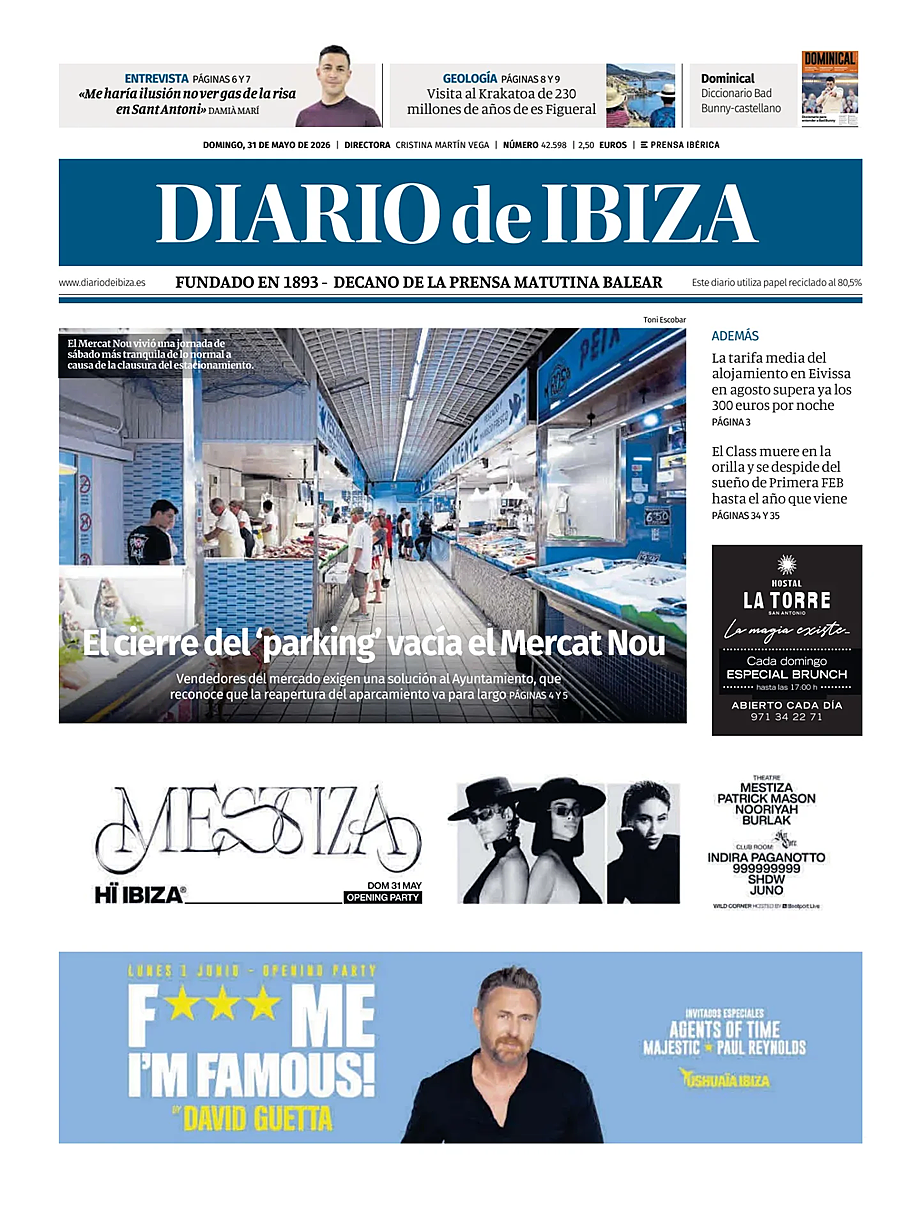 Prima pagina Diario de Ibiza di oggi - Edicola 31 Maggio 2026