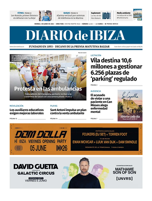 Prima pagina Diario de Ibiza di oggi - Quotidiano regionale