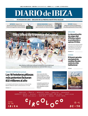 Prima pagina Diario de Ibiza di oggi - Quotidiano regionale